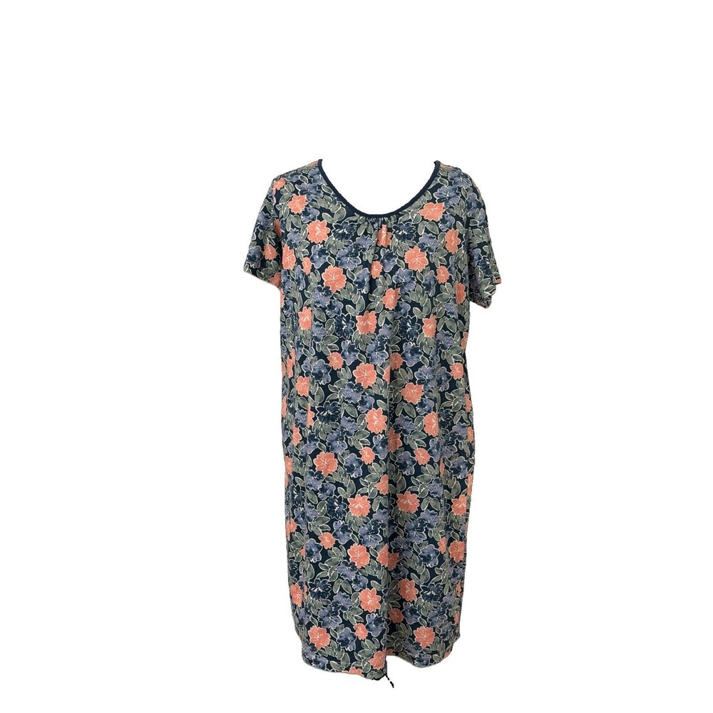 L.L. Bean Women's M Supima Cotton Short Sleeve Nightgown Floral Cottage Core